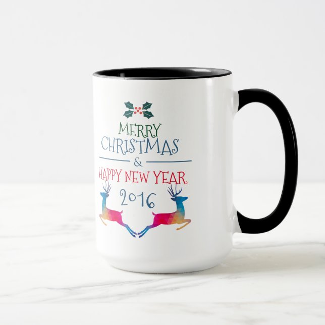 Frohe Weihnachten Niedliches Hirsch und individuel Tasse (Rechts)