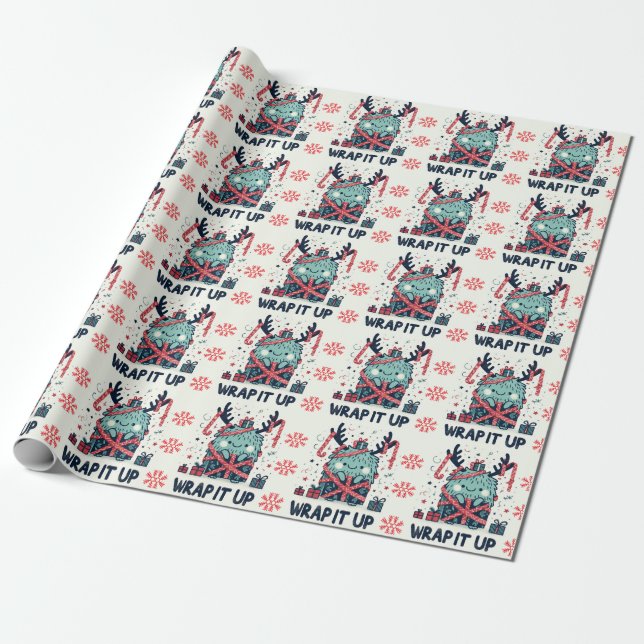 Frohe Weihnachten Niedliches Monstergeschenk verpa Geschenkpapier (Ungerollt)