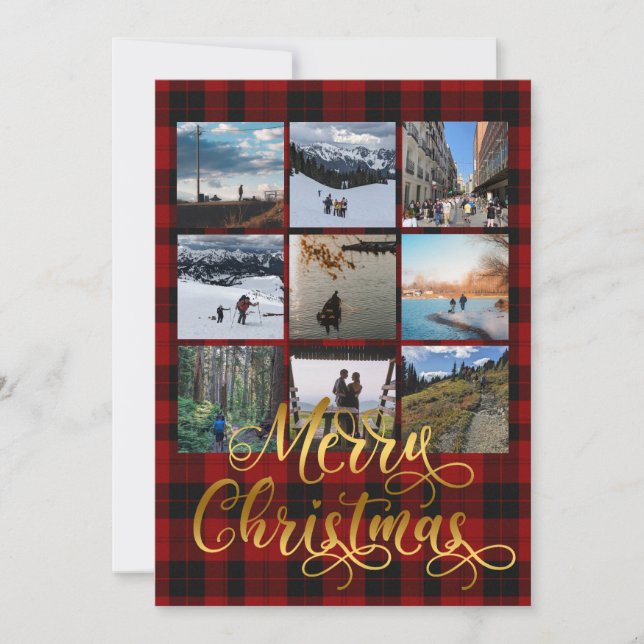 Frohe Weihnachten Nine Foto Collage Grußkarte (Vorderseite)