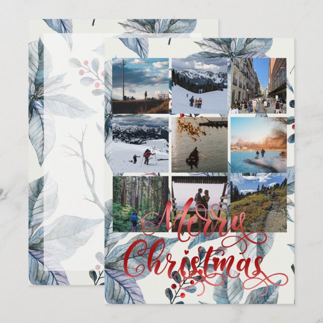 Frohe Weihnachten Nine Foto Collage Grußkarte (Vorne/Hinten)