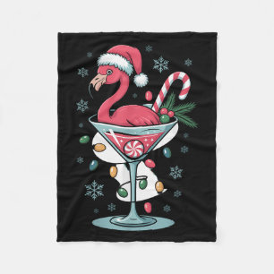 Frohe Weihnachten Nk Flamingo Wein Trinkende Licht Fleecedecke