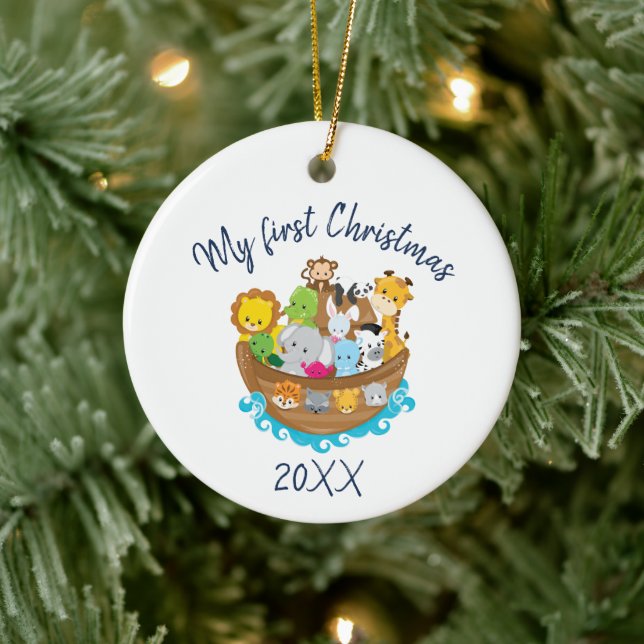 Frohe Weihnachten Noahs Ark Keramik Ornament (Baum)