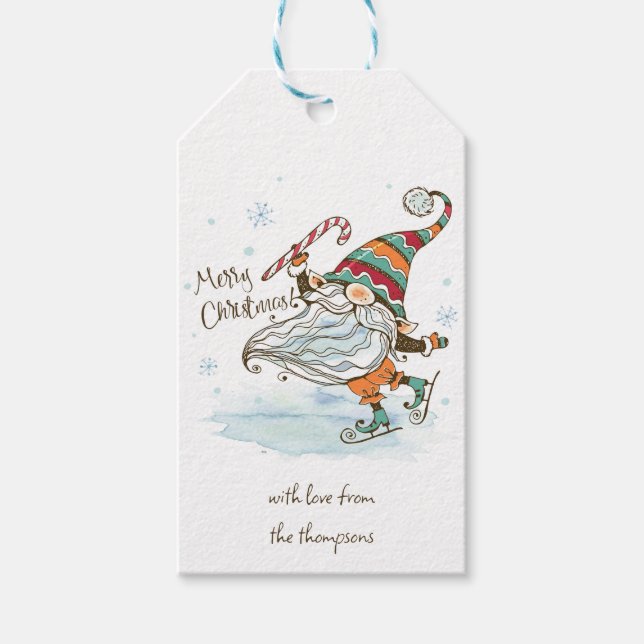 Frohe Weihnachten Nordic Gnome Geschenkanhänger (Vorderseite)