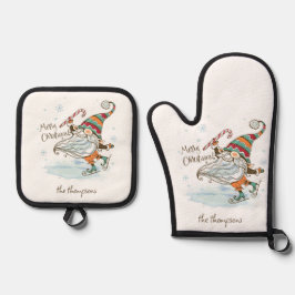 Frohe Weihnachten Nordic Gnome Ofenhandschuh & Topflappen-Set