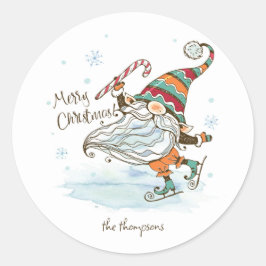 Frohe Weihnachten Nordic Gnome Runder Aufkleber