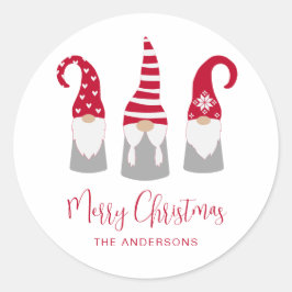 Frohe Weihnachten Nordic Gnomes Holiday Runder Aufkleber