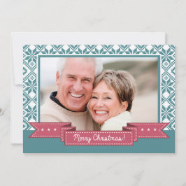 Frohe Weihnachten. Nordic Snowflake Pattern Foto Feiertagskarte