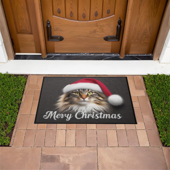 Frohe Weihnachten Norwegische Waldkatze, Santa Kit Fußmatte (Außenbereich)