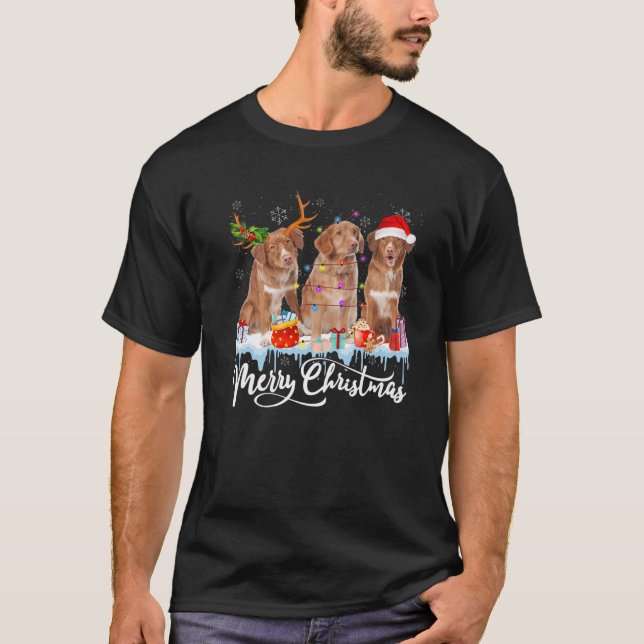 Frohe Weihnachten Nova Scotia Duck Tolling Retriev T-Shirt (Vorderseite)