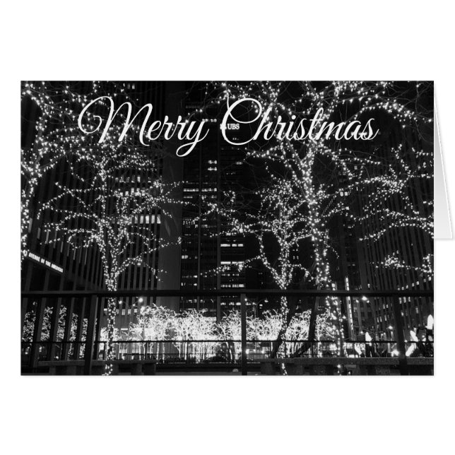 Frohe Weihnachten NYC bei Nachtkarte (Vorderseite (Horizontal))