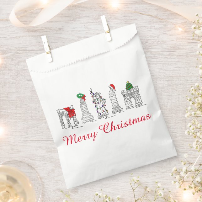 Frohe Weihnachten NYC Gebäude Sehenswürdigkeiten U Geschenktütchen (Ausgeschnitten)