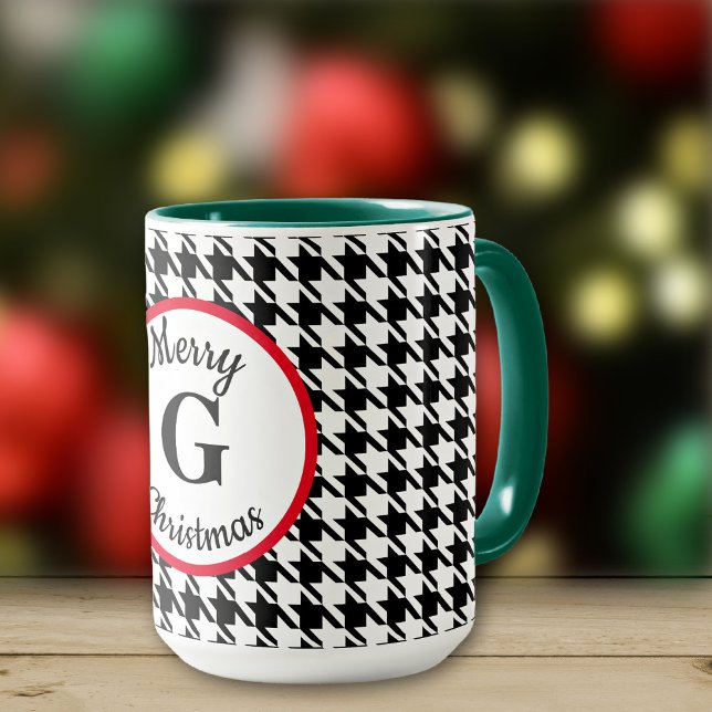 Frohe Weihnachten oder Name auf Hahnentrittmuster  Tasse (Von Creator hochgeladen)