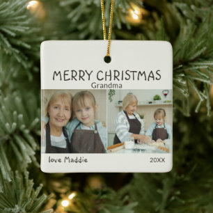 Frohe Weihnachten Oma Foto Jahr Keramikornament