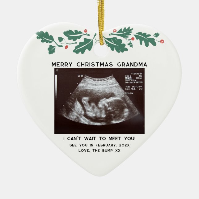 Frohe Weihnachten Oma Pregnancy Baby Scan Foto Keramik Ornament (Vorne)