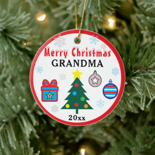 Frohe Weihnachten Oma Schneeflocken Baum FOTO Cera Keramik Ornament