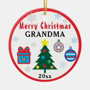 Frohe Weihnachten Oma Schneeflocken Baum FOTO Cera Keramik Ornament