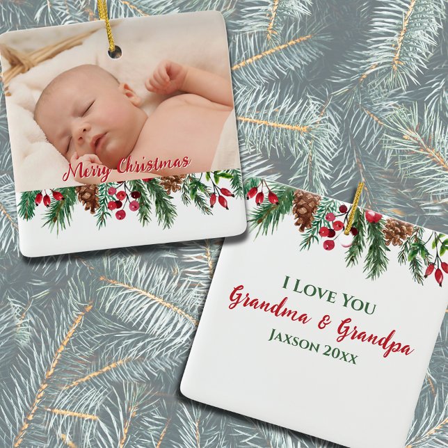 Frohe Weihnachten Oma und Opa Keepake Keramikornament (Merry Christmas Grandma and Grandpa Keepsake Ceramic Ornament
)