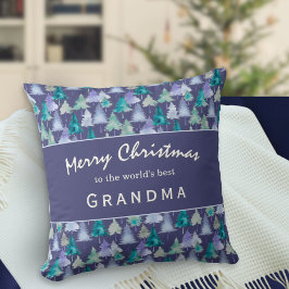 Frohe Weihnachten Oma Wasserfarben Bäume Custom Kissen