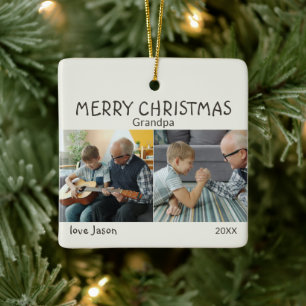 Frohe Weihnachten Opa Foto Jahr Keramikornament