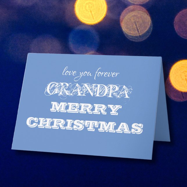 Frohe Weihnachten Opa Simple Personalisiert Blue Karte (Simple, cute, personalized blue, Merry Christmas Grandpa card.)