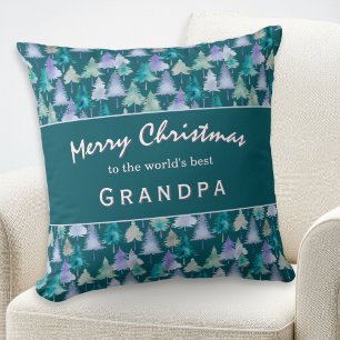 Frohe Weihnachten Opa Wasserfarben Bäume Custom Kissen