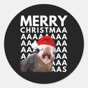 Frohe Weihnachten Opossum Schreien Spaß Männer Fra Runder Aufkleber
