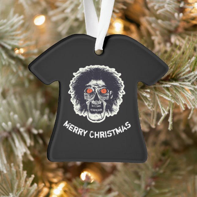 Frohe Weihnachten Orange Eyes Zombie Ornament (Baum)