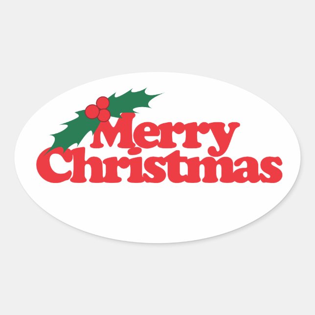 Frohe Weihnachten Ovaler Aufkleber (Vorderseite)