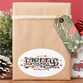 Frohe Weihnachten Ovaler Aufkleber
