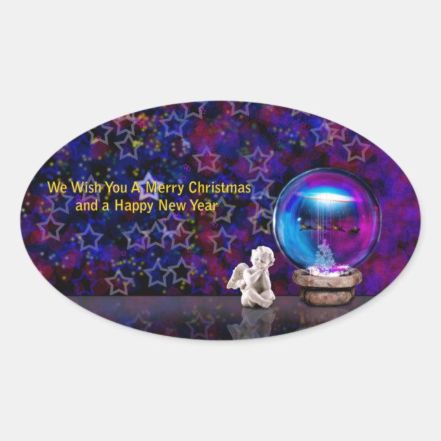 Frohe Weihnachten Ovaler Aufkleber (Vorderseite)