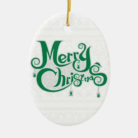 Frohe Weihnachten Ovales Keramik Ornament