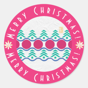 Frohe Weihnachten! "Over the River" Round-Aufklebe Runder Aufkleber