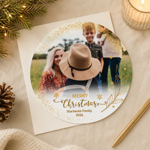 Frohe Weihnachten Overlay Foto Goldene Festtagskar Einladung