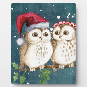 Frohe Weihnachten Owls Fotoplatte