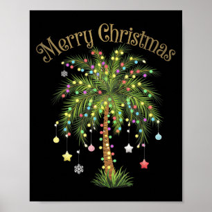 Frohe Weihnachten Palme Baum Licht Hawaiian Trocal Poster