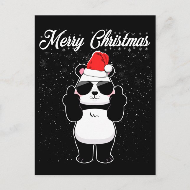 Frohe Weihnachten Panda Middle Finger Rude Xmas Ug Postkarte (Vorderseite)