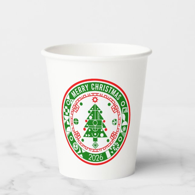 Frohe Weihnachten Pappbecher (Vorderseite)