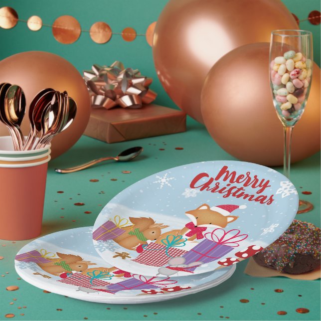 Frohe Weihnachten Pappteller (Multi)