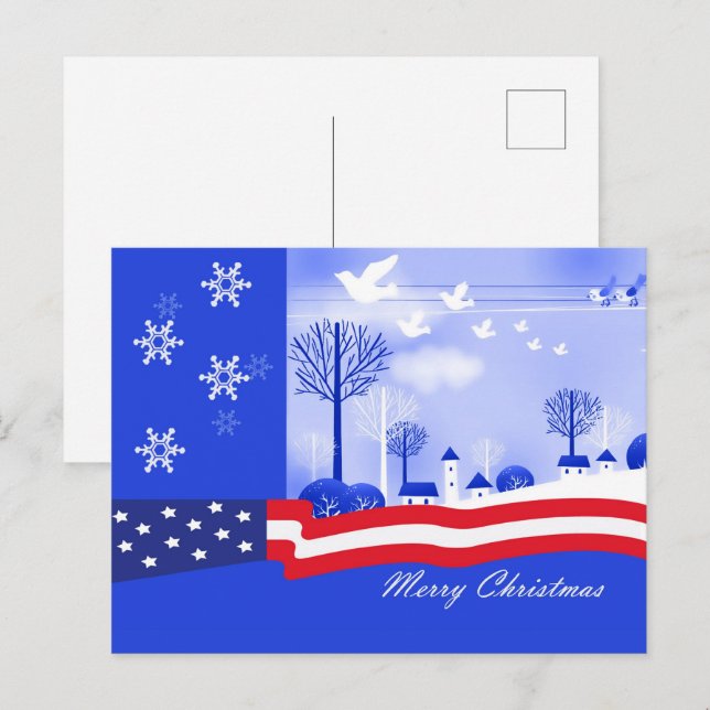 Frohe Weihnachten. Patriotische Weihnachten Postkarte (Vorne/Hinten)