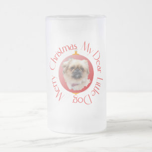 Frohe Weihnachten Pekinese Mattglas Bierglas