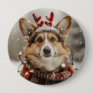 Frohe Weihnachten Pembroke Welsh Corgi Dog Button