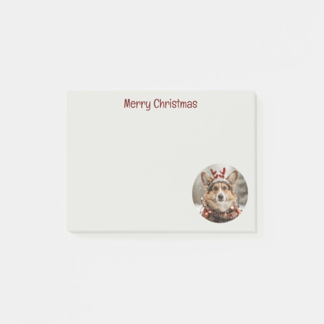 Frohe Weihnachten Pembroke Welsh Corgi Dog Post-it Klebezettel (Vorderseite)