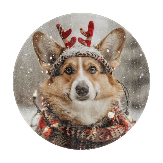 Frohe Weihnachten Pembroke Welsh Corgi Dog Schneidebrett (Vorderseite)
