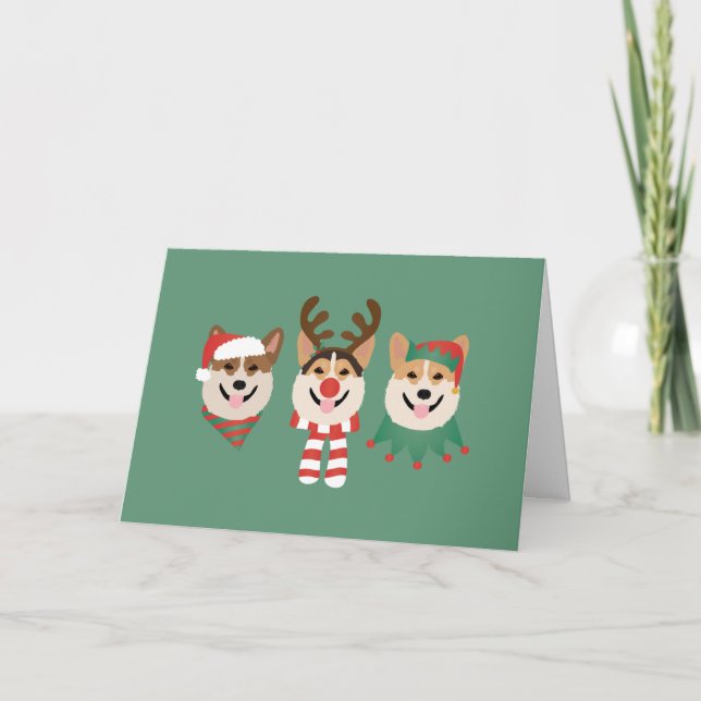 Frohe Weihnachten Pembroke Welsh Corgi Hunde Dankeskarte (Vorderseite)