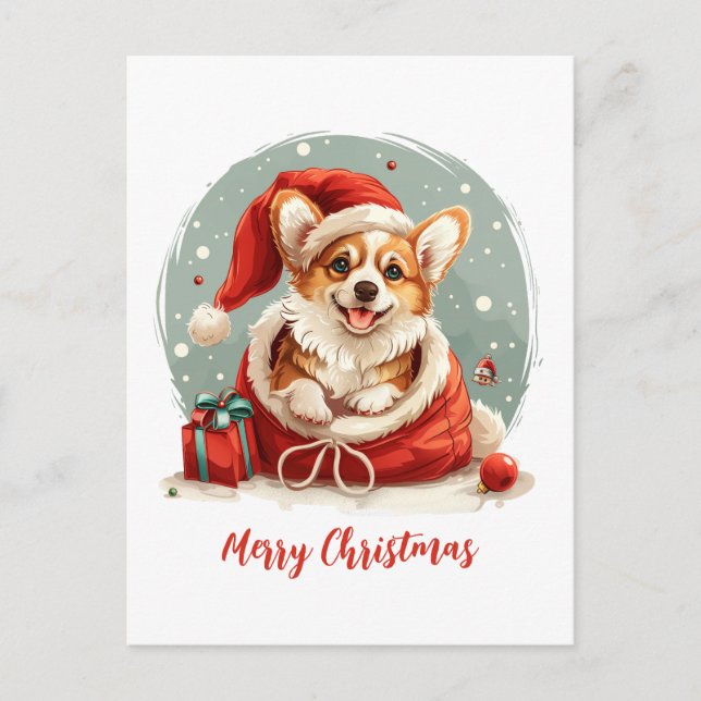 Frohe Weihnachten Pembroke Welsh Corgi Welpen (Vorderseite)