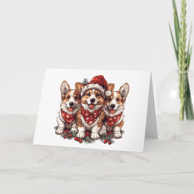 Frohe Weihnachten Pembroke Welsh Corgi Welpen (Vorderseite)