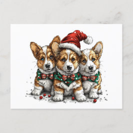 Frohe Weihnachten Pembroke Welsh Corgi Welpen Postkarte