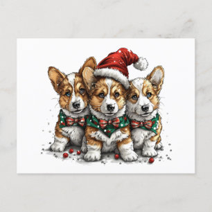 Frohe Weihnachten Pembroke Welsh Corgi Welpen Postkarte