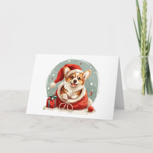 Frohe Weihnachten Pembroke Welsh Corgi Welppy (Vorderseite)