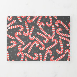 Frohe Weihnachten Peppermint Candy Canes Snowflake Dreifach Gefaltete Urlaubskarte